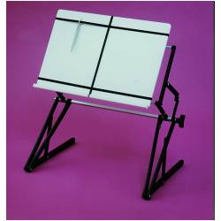 Adjustable Table, This adjustable table is an extremely versatile gift for the elderly. Completely adjustable, it can adjust up or down, side to side and can tilt to various angles (up to 180 degrees). It can be used as a copy or book holder, music stand, lectern, easel or as a bed or wheelchair tray. Load lifting springs help to effortlessly raise the tabletop, and turning the knob locks it securely in place. Elastic vertical and horizontal straps hold reading material securely, and an adjustable bottom lip keeps objects from slipping off. Holds up to 30 pounds, and weighs only 4.5 lbs. The coated white tabletop can be wiped clean with a damp cloth. Folds to a compact 12